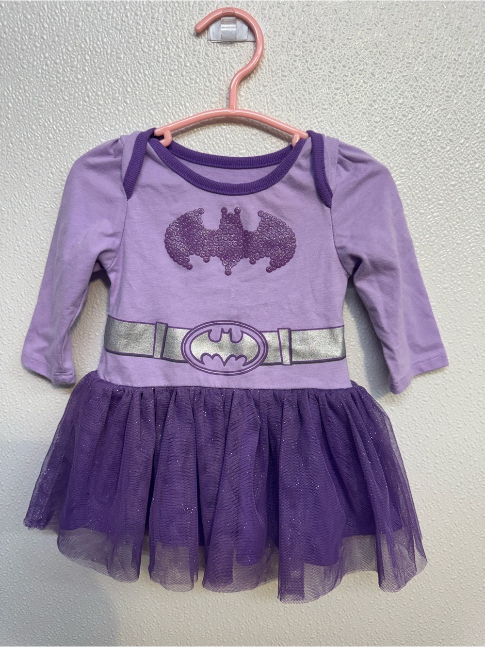 DC Comics Purple Glitter Batman Tutu Dress Sz 3-6 mo